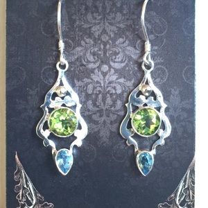 Peridot and Sapphire earrings